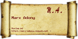 Marx Adony névjegykártya